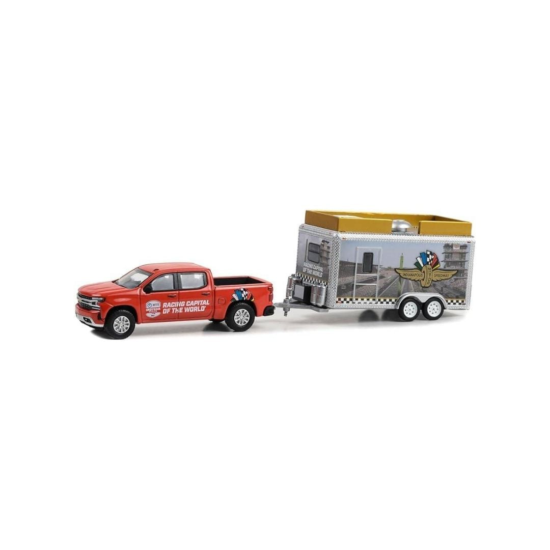 Hitch & Tow - 2023 Chevrolet Silverado and Indianapolis Motor Speedway Trailer 30456, Greenlight 1:64