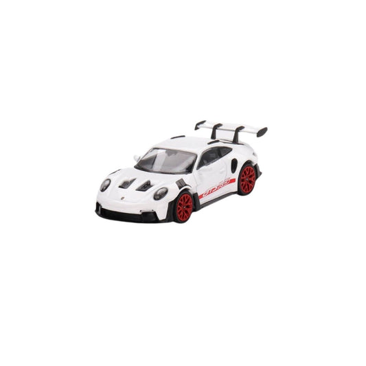 Porsche 911 (992) GT3 RS White with Pyro Red Accent Package, Mini GT 1:64 (630)