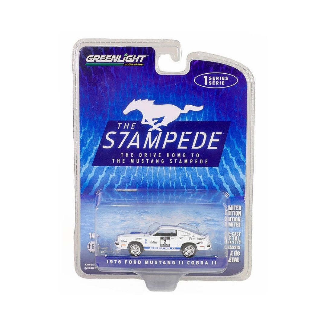 The Drive Home to the Mustang Stampede Series 1 - 1976 Ford Mustang II Cobra II - Stampede Car #2 Solid Pack 13340-B, Greenlight 1:64